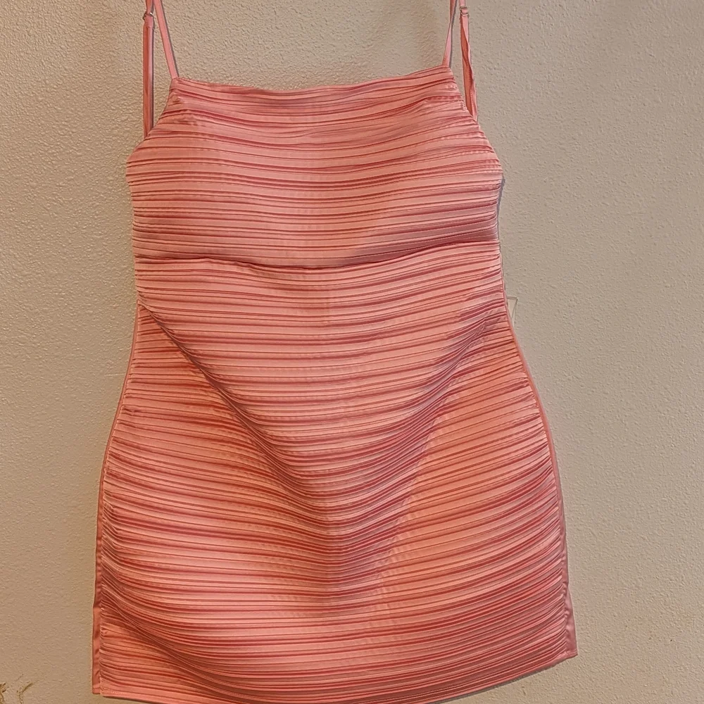 Pink Ribbed Mini Dress - Picture 4 of 6